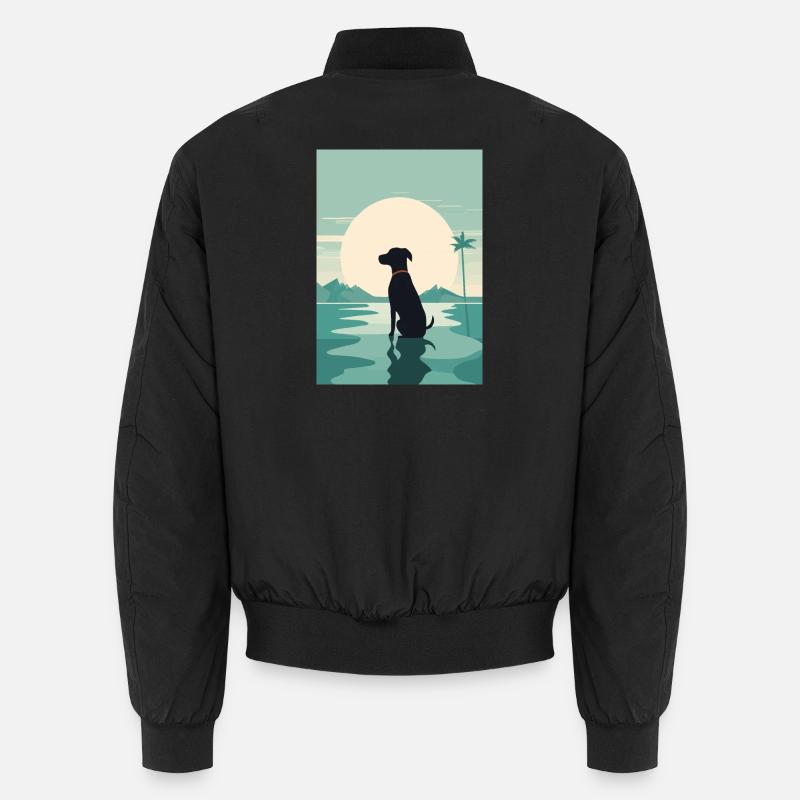 dog by the water - Unisex Bomber Jacket - black