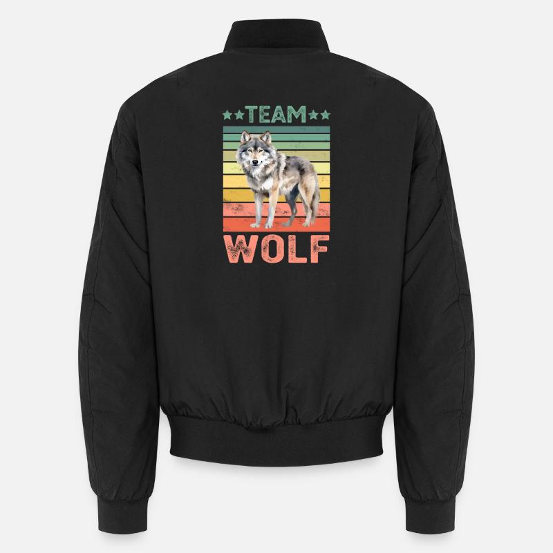 Wolf - Unisex Bomberjacke - Schwarz