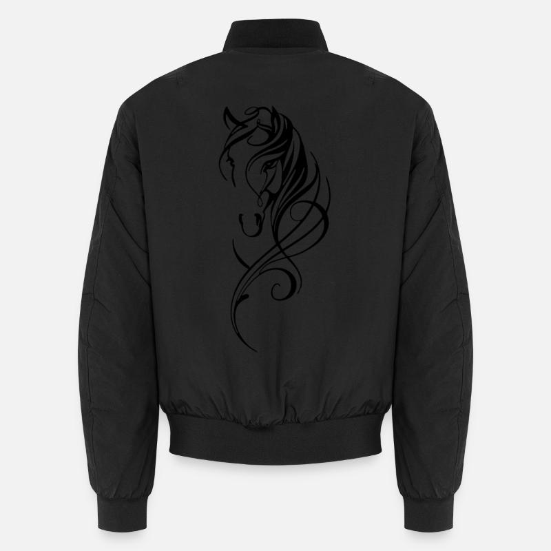 Black Abstract Horse - Unisex Bomber Jacket - black