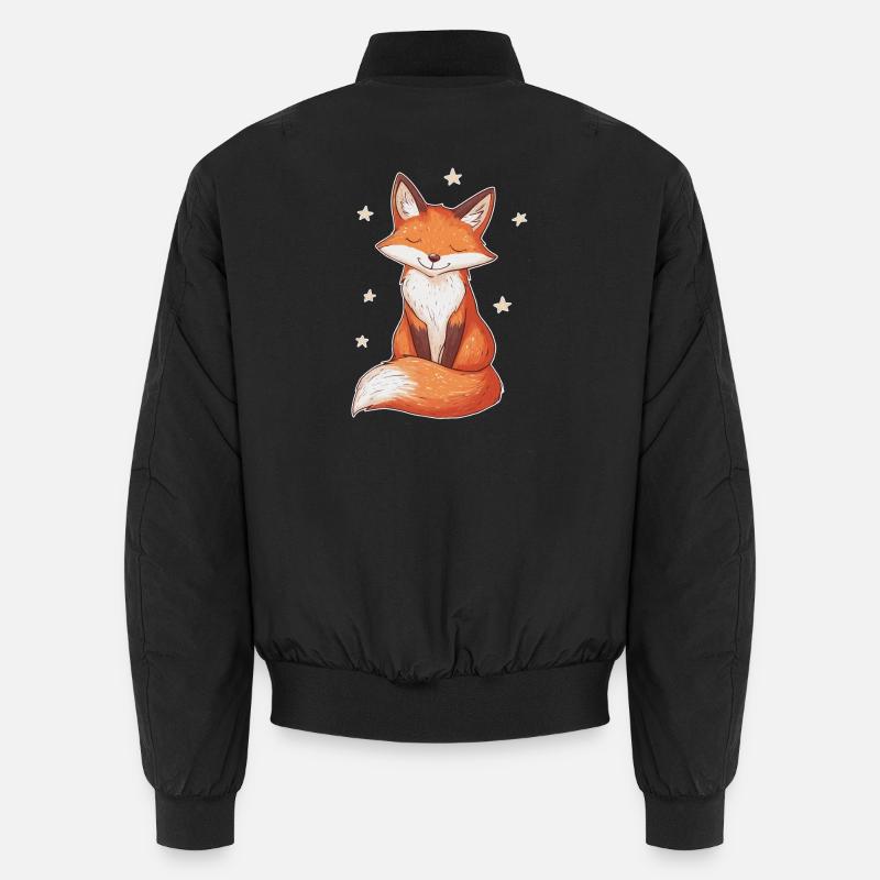 Fox and Stars - Unisex Bomber Jacket - black