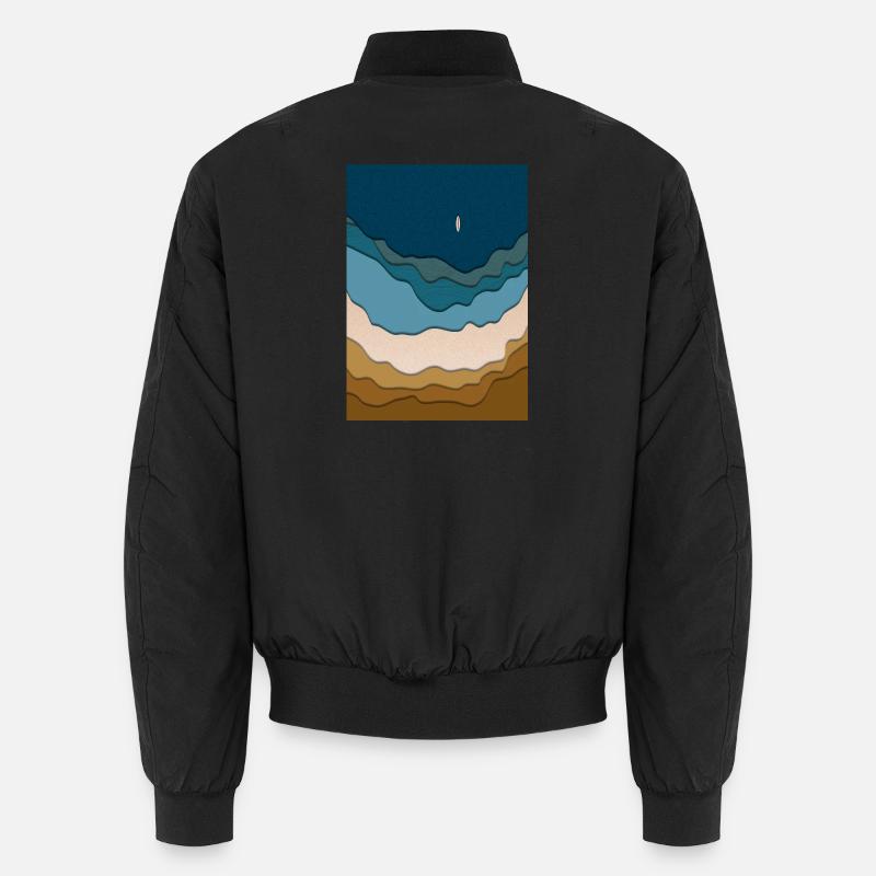 Abstraktes Strand-Design - Surfboard im Ozean - Unisex Bomberjacke - Schwarz