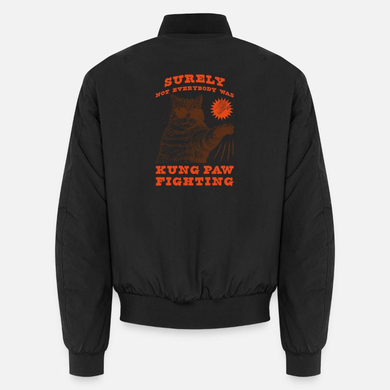 Kung Paw Fighting Funny Chonky Cat Unisex Bomber Jacket