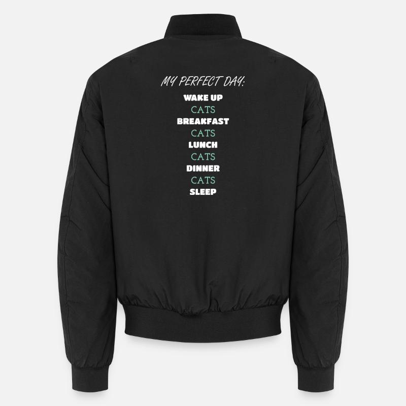 Whimsical Cat Daily Routine Design - Unisex Bomber Jacket - black