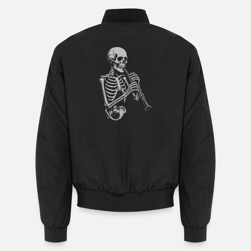 Skelett spielt Oboe - Unisex Bomberjacke - Schwarz