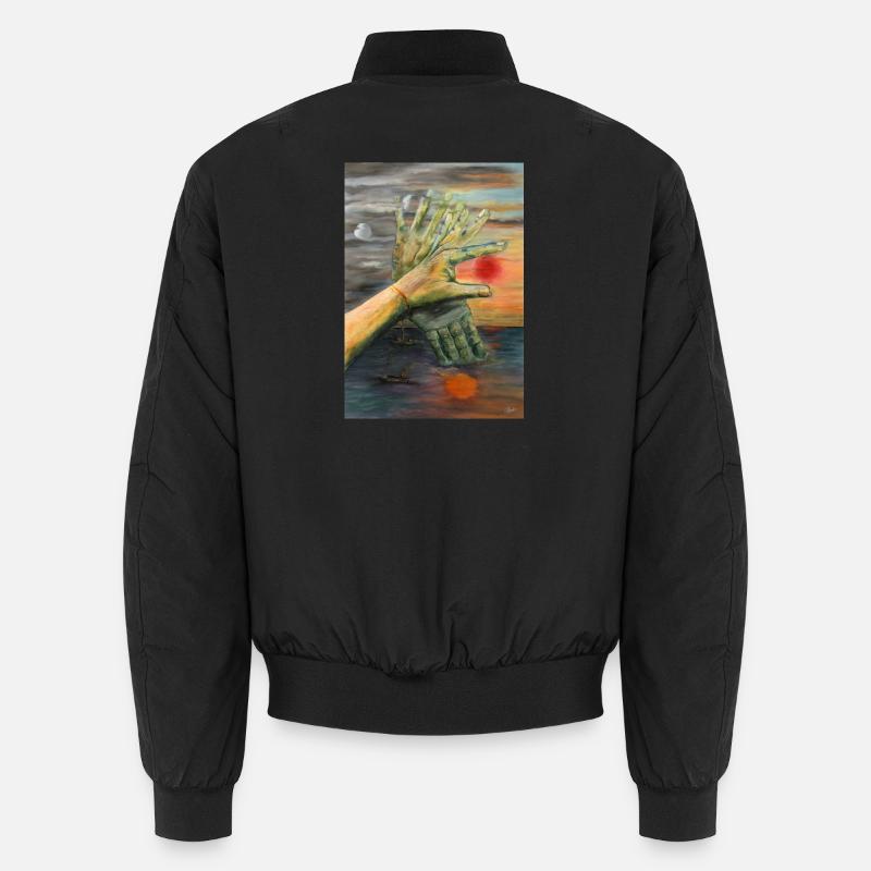Surreal Twin Hands at Sunset Unisex Bomber Jacket