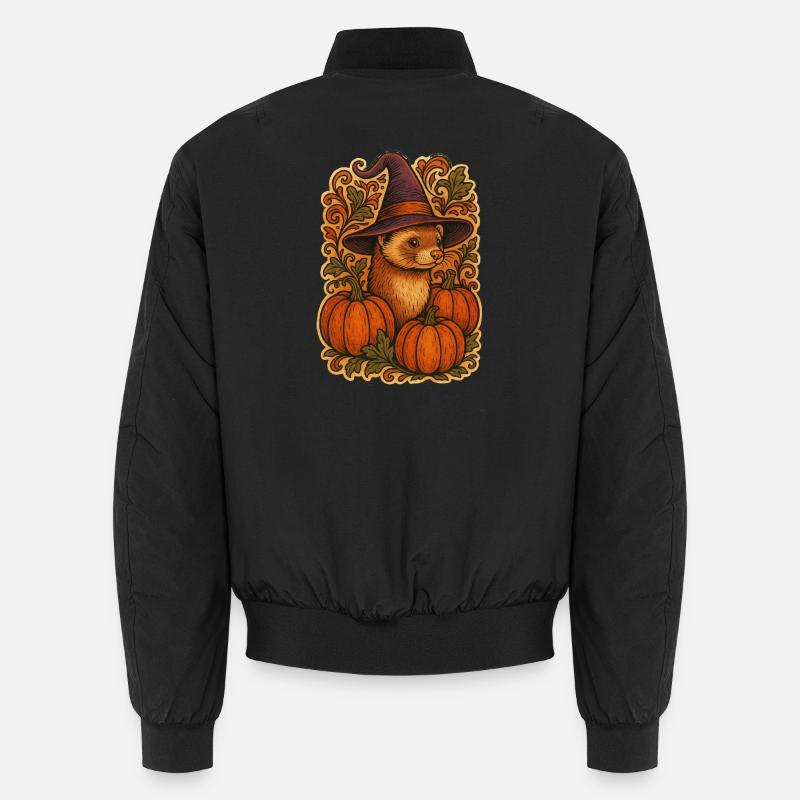 Pumpkin Witch Ferret Autumn Unisex Bomber Jacket