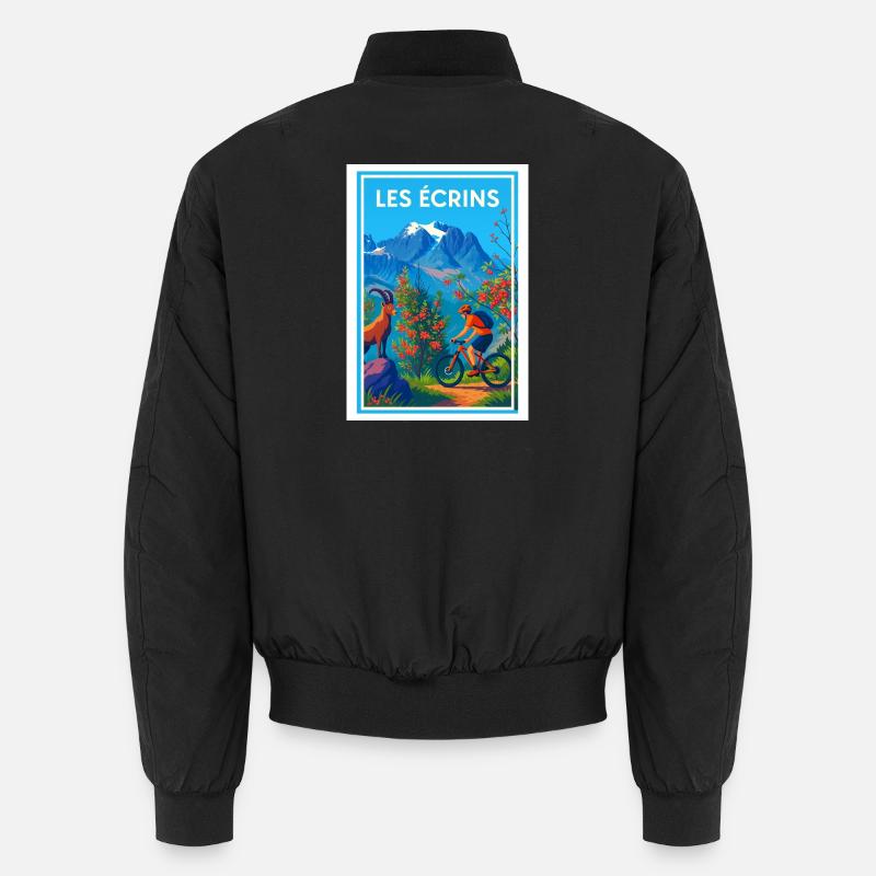 Mountain Biking in the Écrins - Unisex Bomber Jacket - black