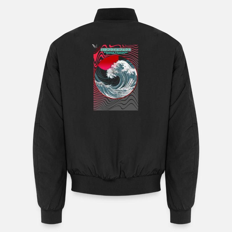 Red Sun Circle Wave Dance - Unisex Bomber Jacket - black
