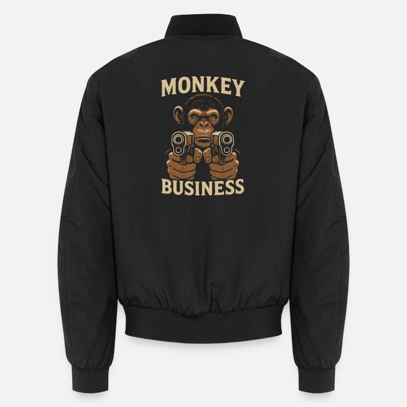 Affe mit Monkey Business Gun Unisex Bomberjacke