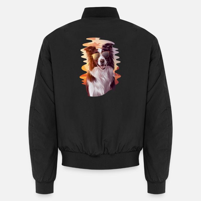 Cool border collie avant le coucher du soleil avec Bomber unisexe