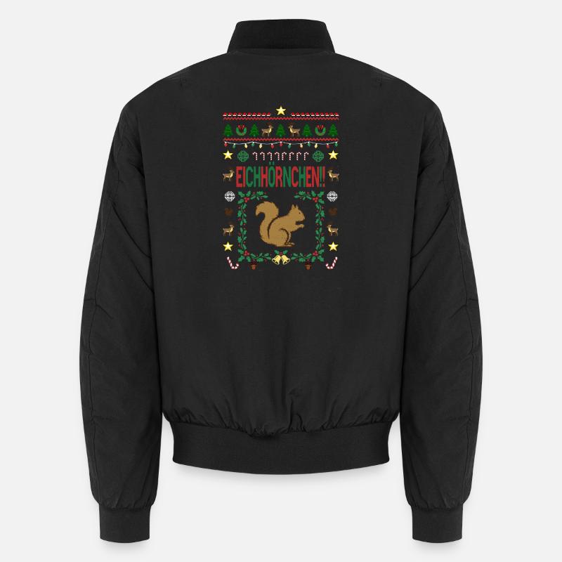Attention squirrels, Christmas, presents - Unisex Bomber Jacket - black