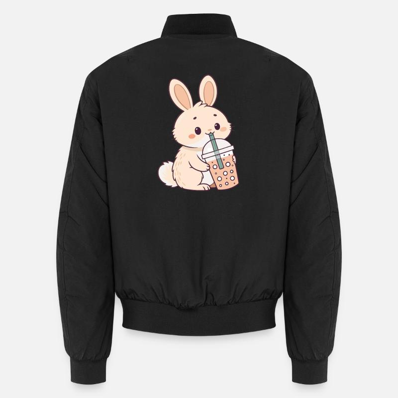 Rabbit Bubble Tea Süßigkeit - Unisex Bomberjacke - Schwarz