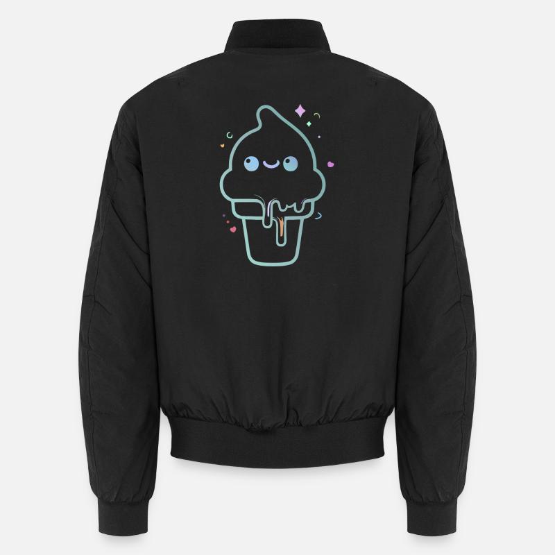 Kawaii-pastellfarbenes schimmerndes Eis - Unisex Bomberjacke - Schwarz