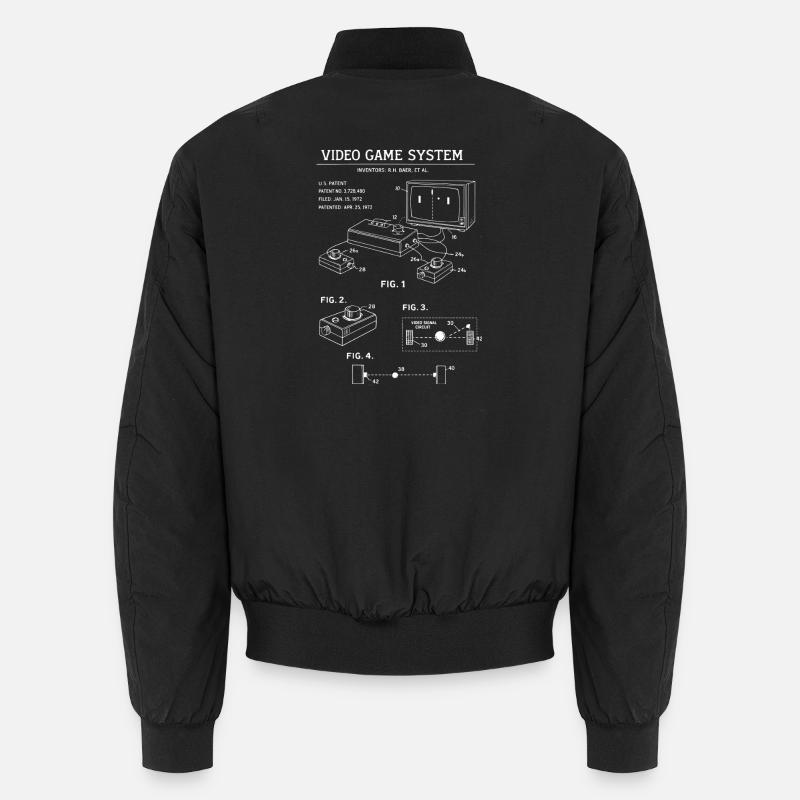 Retro Console Blueprint - Unisex Bomber Jacket - black