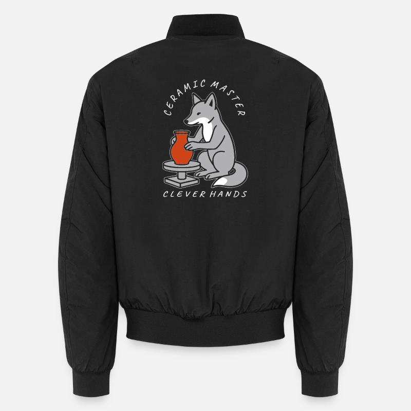Ceramic Master Fox on Pottery Wheel Unisex Bomber Jacket