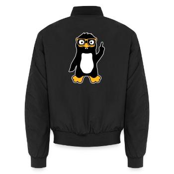 Pinguin Nerd Brille Zeigefinger Selbstgefällig Lus - Unisex Bomberjacke - Schwarz - Hinten - AI Model Male 185 light (185cm)