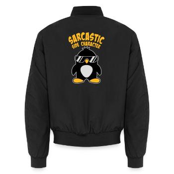 Pinguin Sarcastic Side Character Sonnenbrille Logo - Unisex Bomberjacke - Schwarz - Hinten - AI Model Male 185 light (185cm)