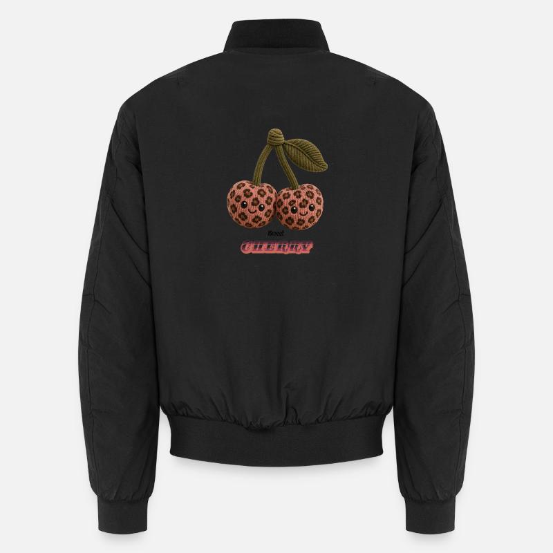 Leopard Cherries Cuddle Duo - Unisex Bomber Jacket - black