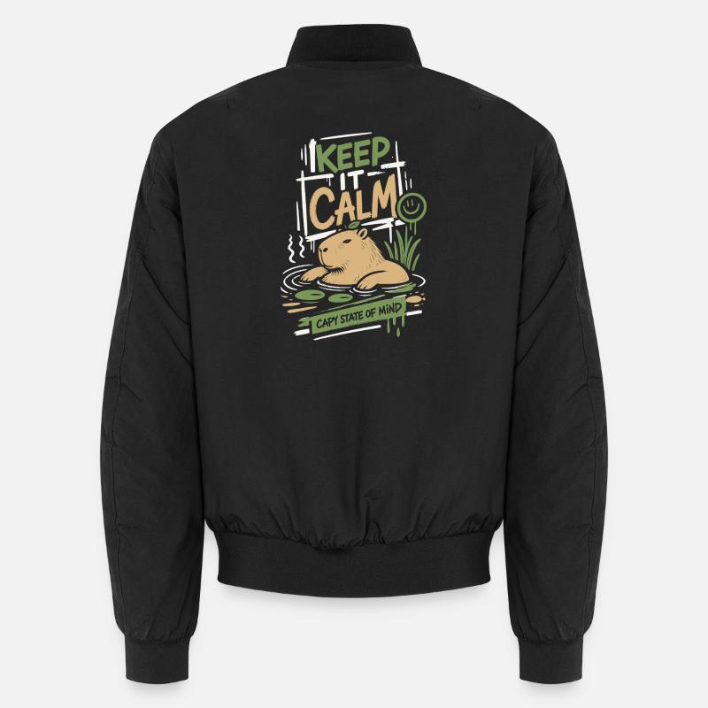 Keep It Calm Capy State Mind - Unisex Bomberjacke - Schwarz