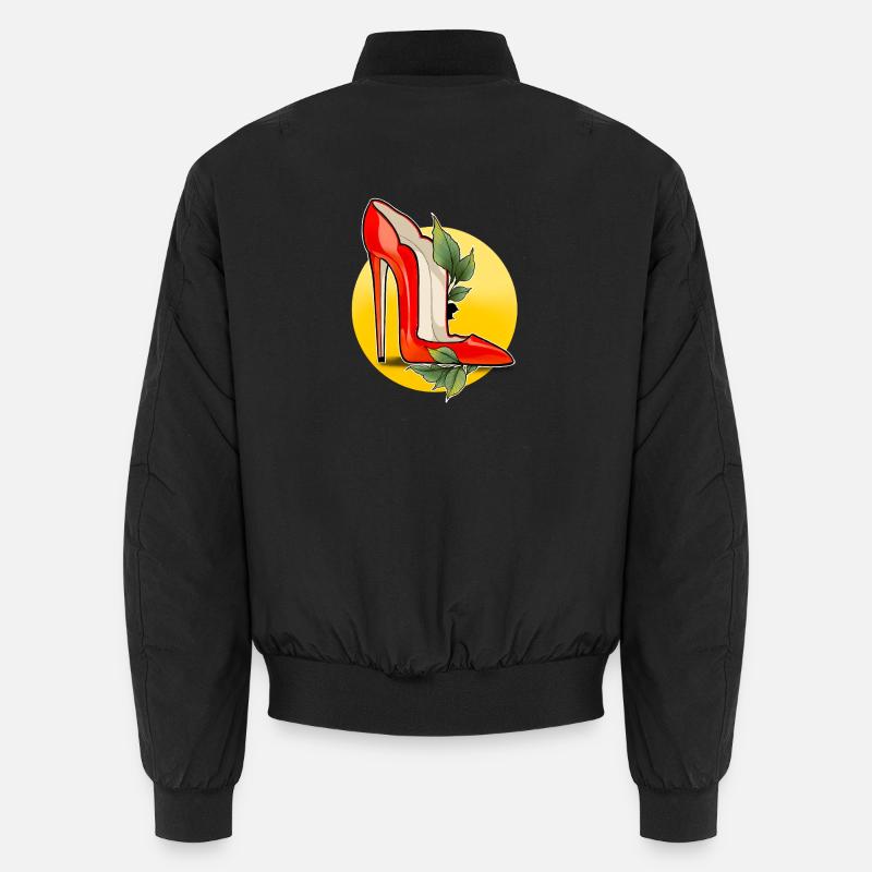 Talon haut rouge avec accent de feuille Bomber unisexe
