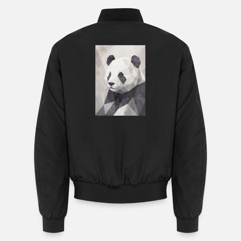 Geometrischer Panda Polygon Art - Unisex Bomberjacke - Schwarz