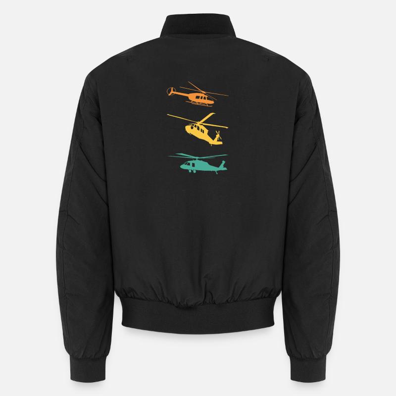 Helicopter Retro Pilot - Unisex Bomber Jacket - black