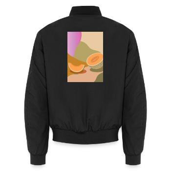 Melone in warmen Farben – modernes Frucht Motiv - Unisex Bomberjacke - Schwarz - Hinten - AI Model Male 185 light (185cm)