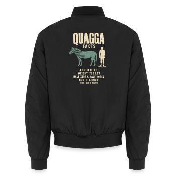 Quagga Fakten Eiszeit Größenvergleich Tafel - Unisex Bomberjacke - Schwarz - Hinten - AI Model Male 185 light (185cm)