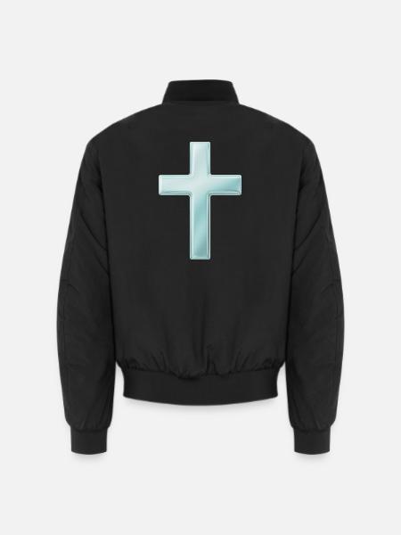 Glänzendes Metallkreuz-Design - Unisex Bomberjacke - Schwarz