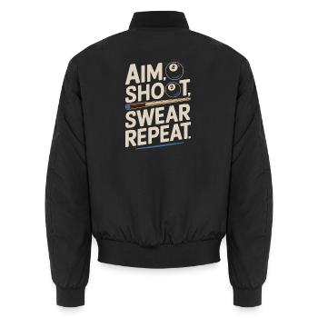 Aim Shoot Swear Repeat Billard Kugel Queue - Unisex Bomberjacke - Schwarz - Hinten - AI Model Male 185 light (185cm)