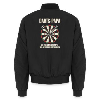 Dartspieler Vater Vatertag Dartboard Rot Grün - Unisex Bomberjacke - Schwarz - Hinten - AI Model Male 185 light (185cm)