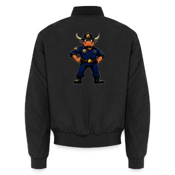 Stiere Polizei / Cop Stier - Unisex Bomberjacke - Schwarz - Hinten - AI Model Male 185 light (185cm)