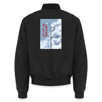 Wolken und Straßenlaterne am Himmel - Unisex Bomberjacke - Schwarz - Hinten - AI Model Male 185 light (185cm)