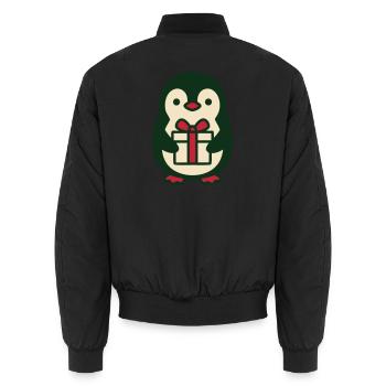 Pinguin Geschenk Clipart - Unisex Bomberjacke - Schwarz - Hinten - AI Model Male 185 light (185cm)