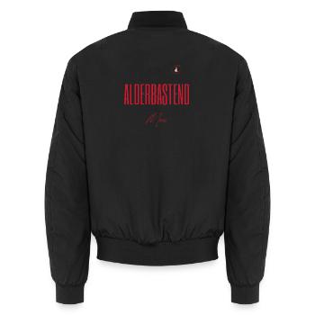 Alderbastend schön – Twente- und Sallands-Dialekt - Unisex Bomberjacke - Schwarz - Hinten - AI Model Male 185 light (185cm)