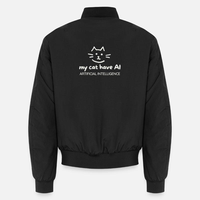 Cat Artificial Intelligence Motif - Unisex Bomber Jacket - black