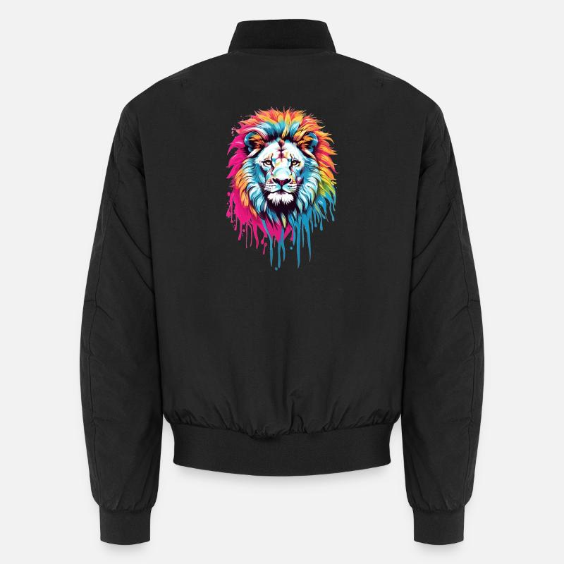 Bunter Löwenkopf - Unisex Bomberjacke - Schwarz