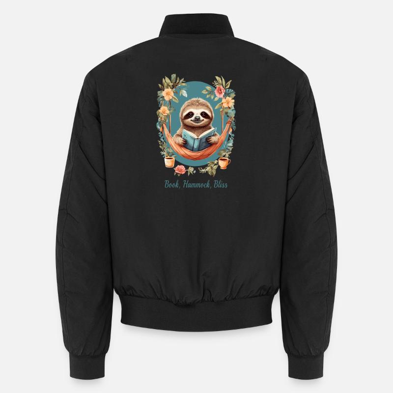Buch, Hängematte, Glückseligkeit - Unisex Bomberjacke - Schwarz