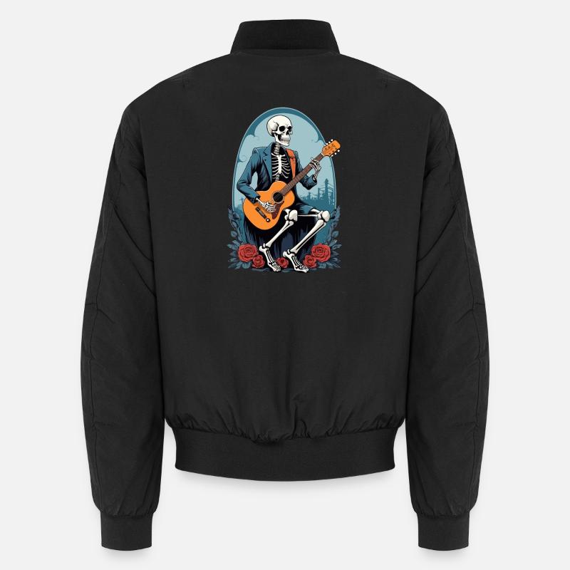 Skeleton Playing Guitar - Unisex Bomber Jacket - black