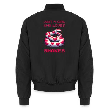 Nur ein Mädchen, das Schlangen liebt - Unisex Bomberjacke - Schwarz - Hinten - AI Model Male 185 light (185cm)