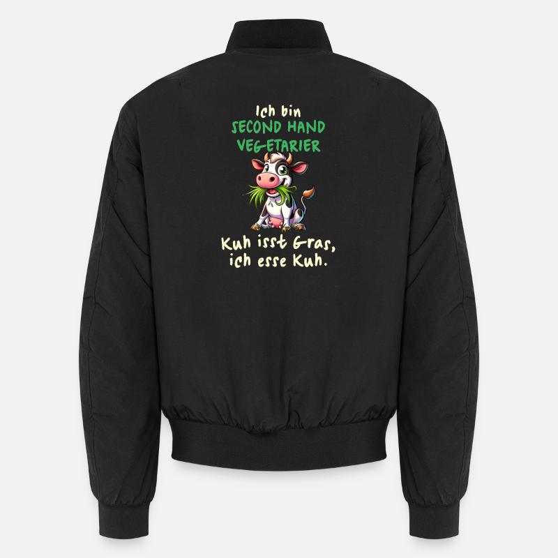 Second Hand Vegetarier – Lustiges Kuh-Design - Unisex Bomberjacke - Schwarz