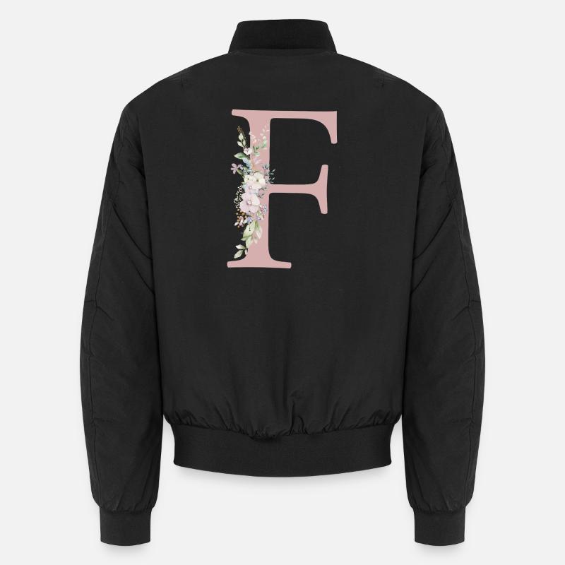 F Monogram, Floral, Customizable Unisex Bomber Jacket