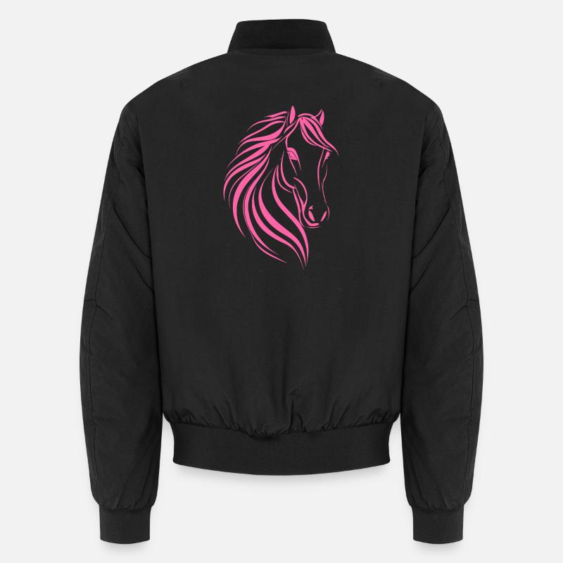 Dessin délicat de cheval - Bomber unisexe - noir