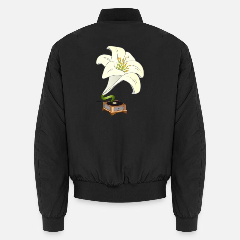 Lily as Gramophone – Nostalgic Floral Design Unisex Bomber Jacket