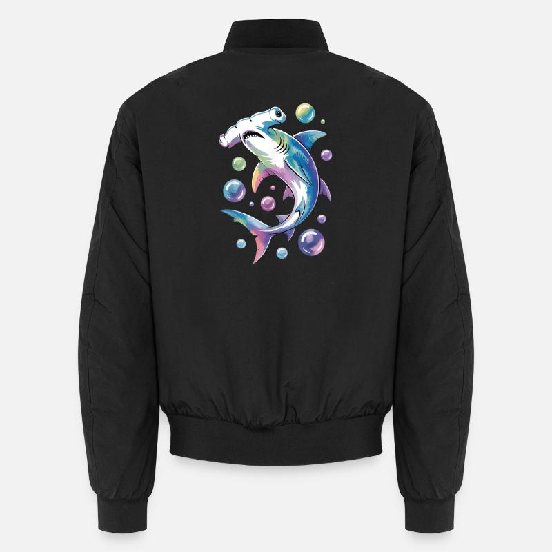 Lebendiger Hai mit Blasenakzenten Unisex Bomberjacke