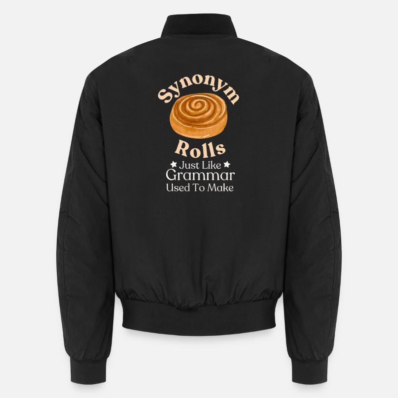 Whimsical Cinnamon Roll Typography Design Unisex Bomber Jacket