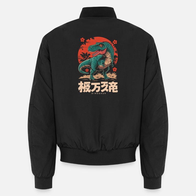 Retro Japanese Dinosaur - Unisex Bomber Jacket - black