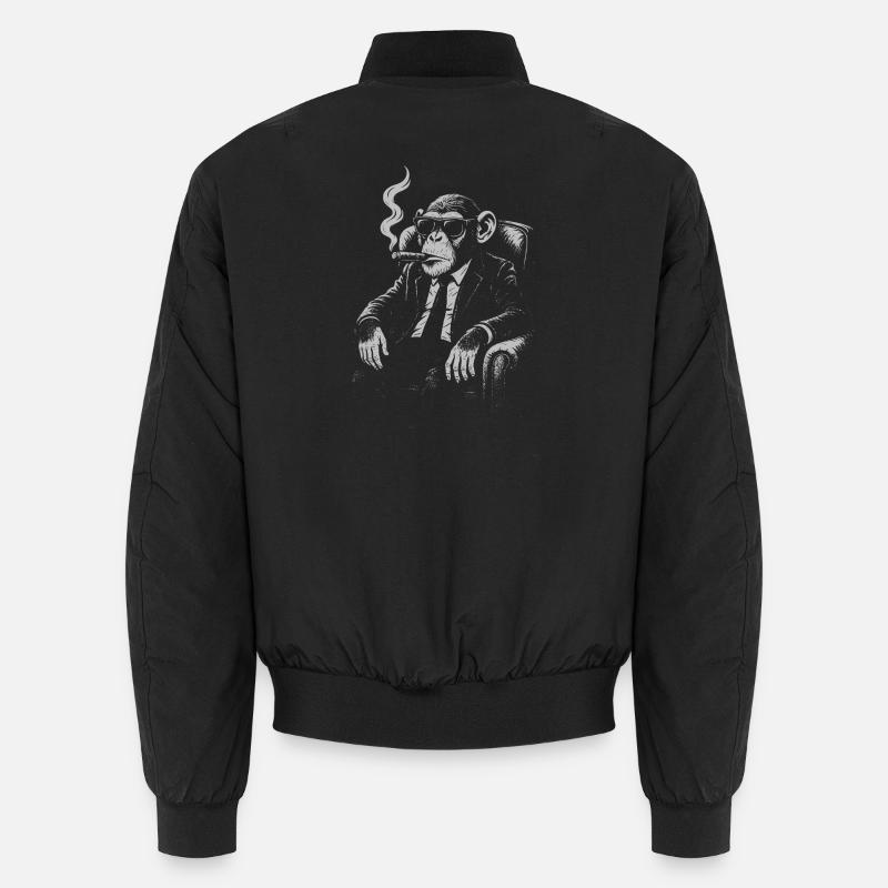 Zigarrenaffe im Anzug - Unisex Bomberjacke - Schwarz
