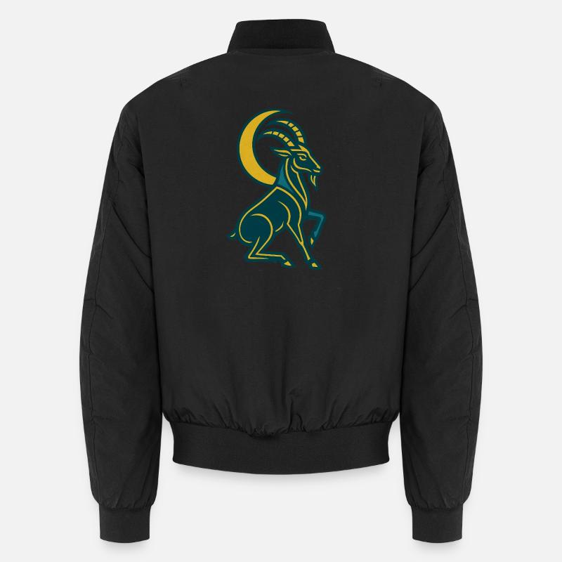 Art Deco Lunar Goat - Unisex Bomber Jacket - black