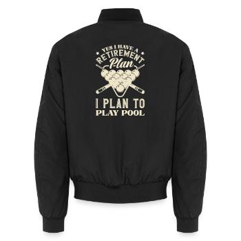 Altersvorsorge Plan Billard Spielen Lustig Pool - Unisex Bomberjacke - Schwarz - Hinten - AI Model Male 185 light (185cm)